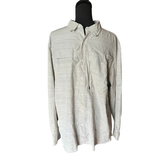 Realtree Men’s Long Sleeve Fishing Guide Shirt – Gray Stripe, L - Picture 1 of 8